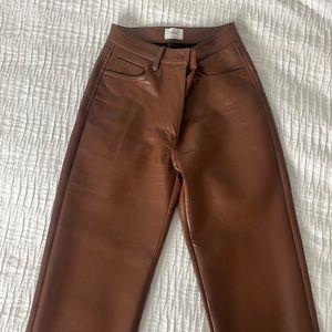 Aritzia Wilfred Melina Leather Pant in Cognac Size 00